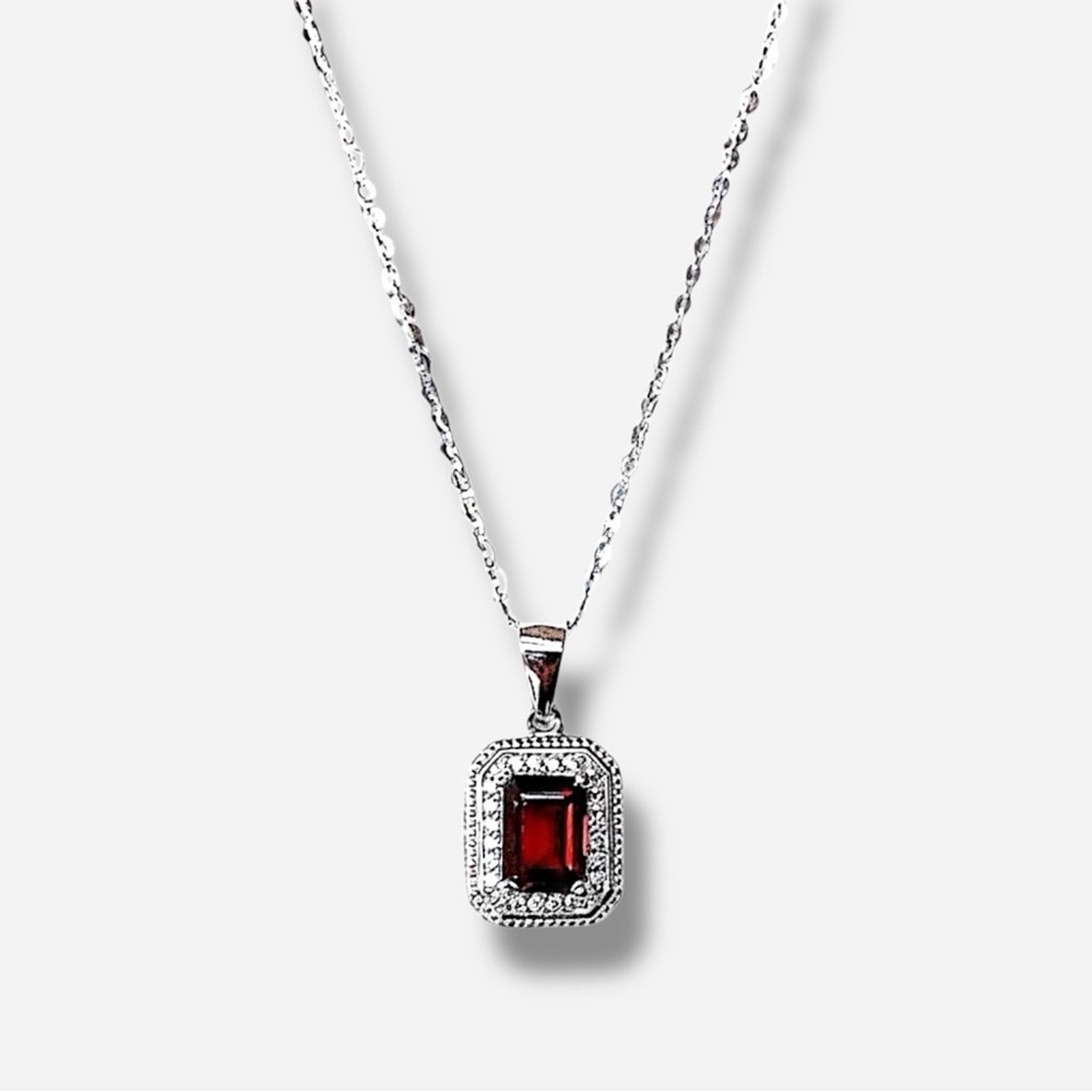 925 Sterling silver Necklace Mozambique Garnet